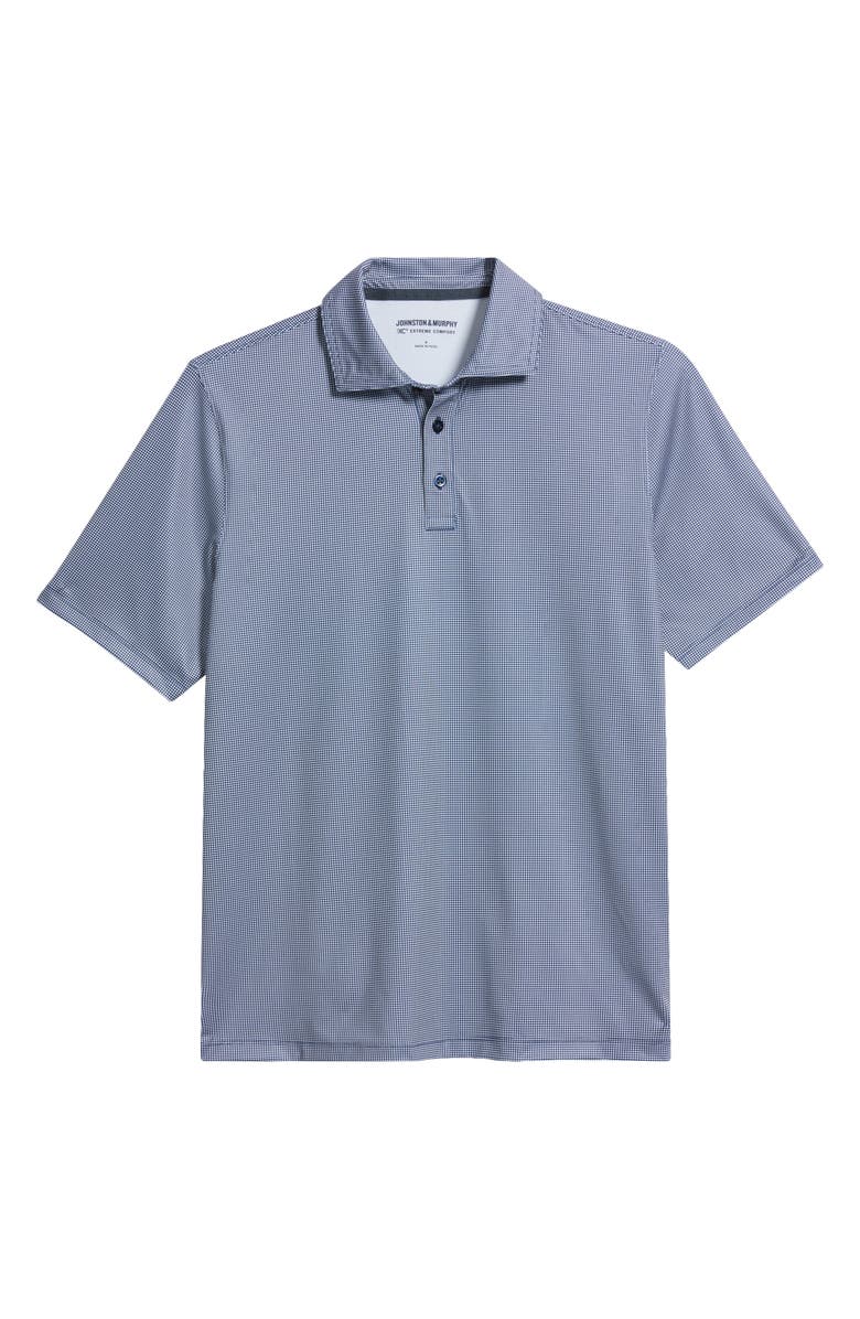 Johnston & Murphy XC+<sup>™</sup> Ace Micropattern Performance Golf Polo, Main, color, Navy/ White Gingham