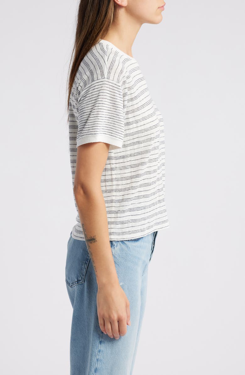 FRAME Stripe Organic Linen Crewneck T-Shirt, Alternate, color, Cream Multi