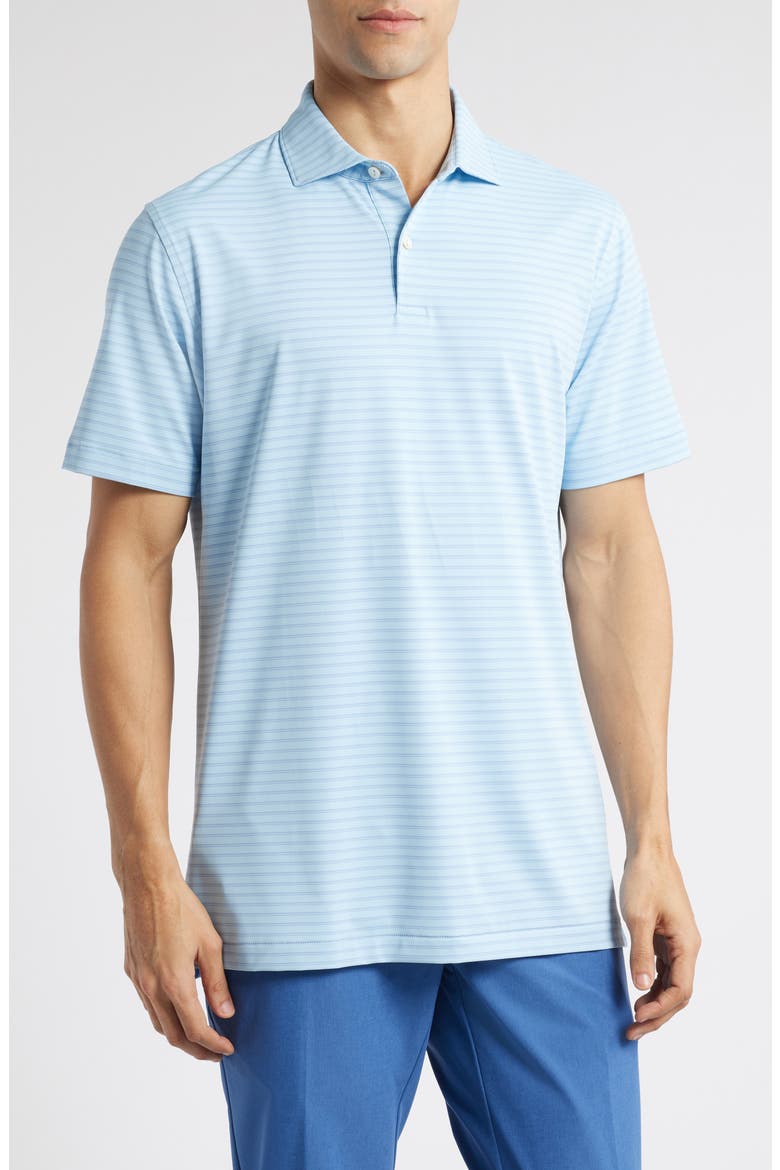 Bridge Stripe Performance Jersey Polo, Main, color, BLUE FROST