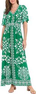 London Times Flutter Sleeve Maxi Dress