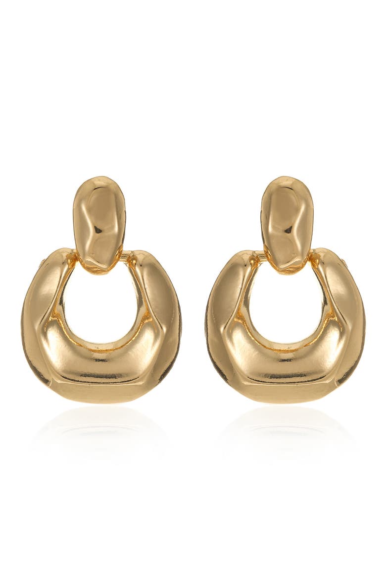 Circle Knocker Drop Earrings, Alternate, color, GOLD