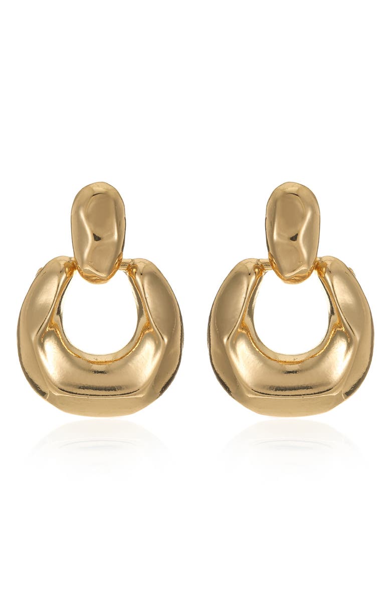 Ettika Circle Knocker Drop Earrings, Alternate, color, Gold