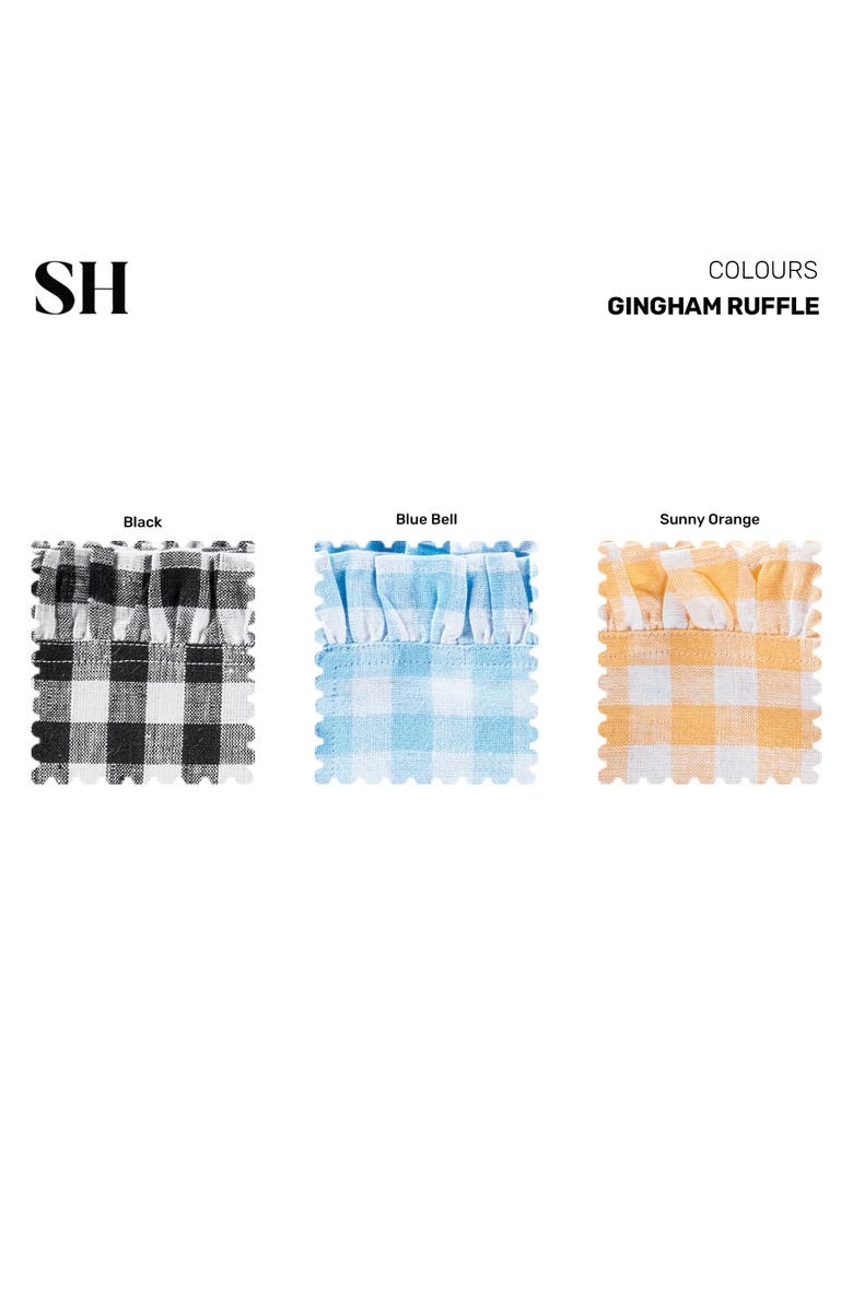 Solino Home Linen Dinner Napkins - Gingham Ruffle, 20" x 20" Inch, Alternate, color, Blue Bell