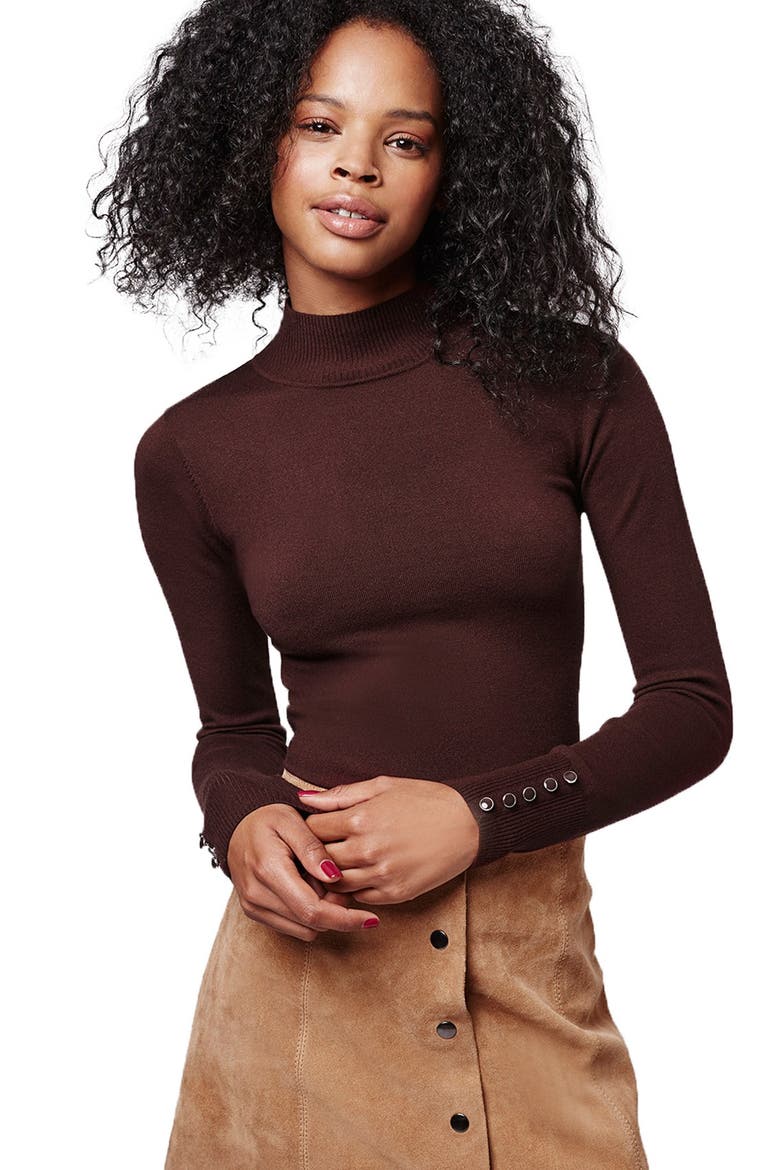 Funnel Neck Long Sleeve Top, Main, color, BURGUNDY