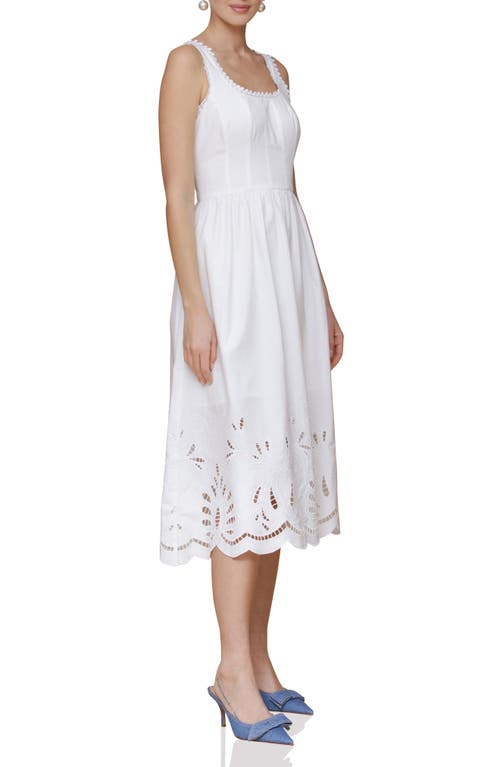 Shop Avec Les Filles Embroidered Cotton Poplin Midi Dress In White