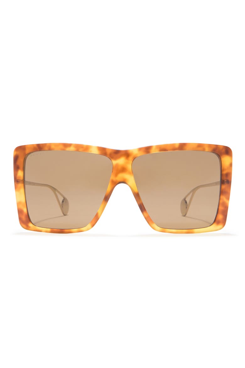 61mm Retro Square Sunglasses, Main, color, HAVANA GOLD BROWN