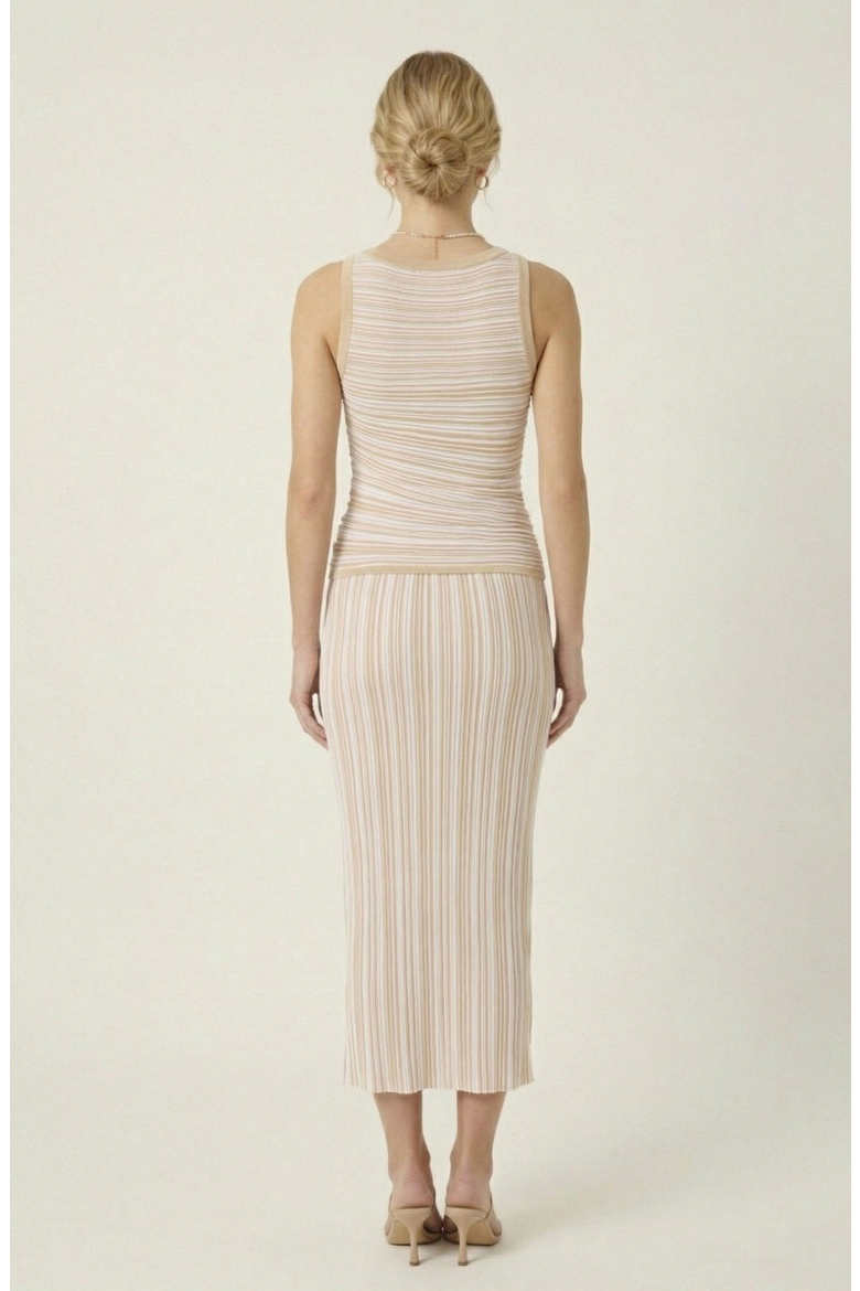 Striped Knit Tank & Midi Skirt Set, Alternate, color, Cream