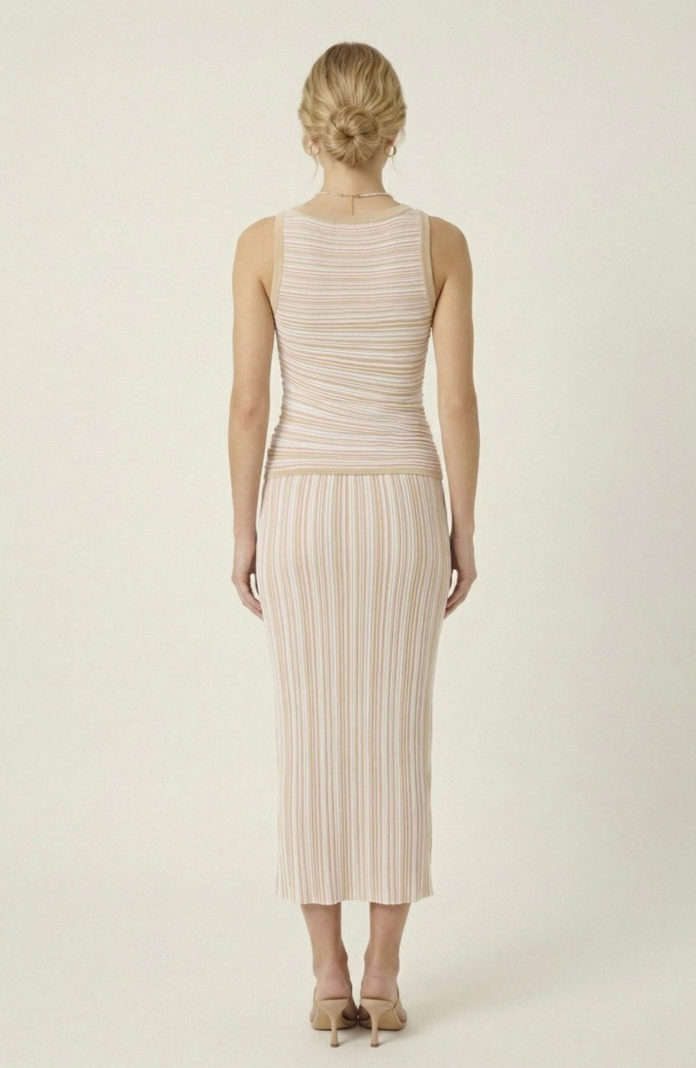 Modenaire Striped Knit Tank & Midi Skirt Set, Alternate, color, Cream