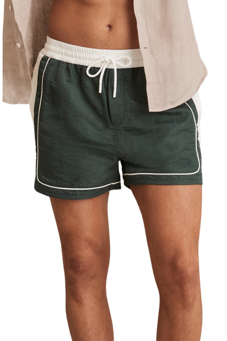 Cano Swim Trunks, Main, color, DARK GREEN/ WHIT