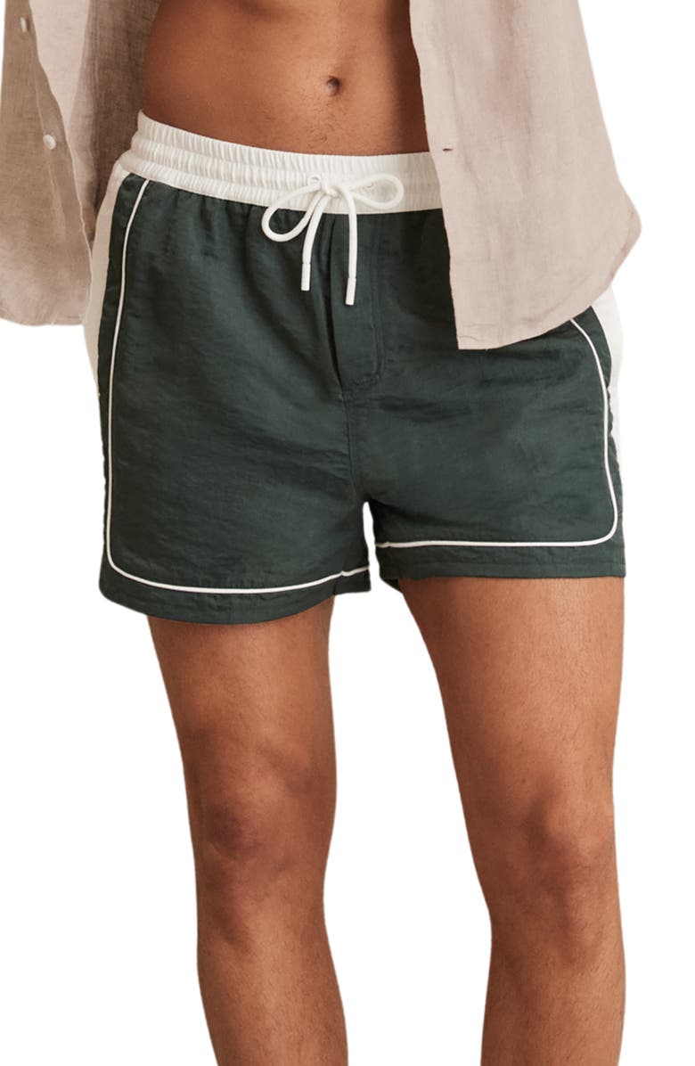 Reiss Cano Swim Trunks, Main, color, Dark Green/ Whit