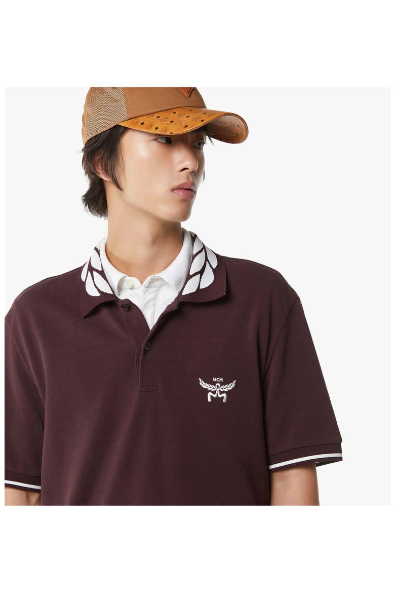 Laurel Logo Piqué Polo in Organic Cotton, Alternate, color, Winetasting