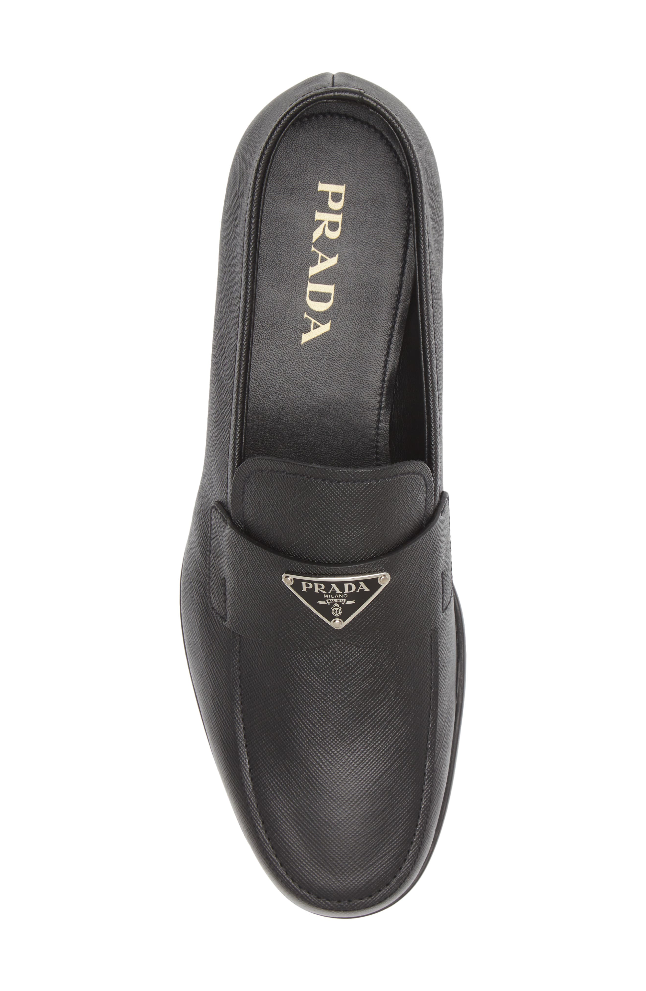 Prada Saffiano Leather Loafer, Alternate, color, Nero