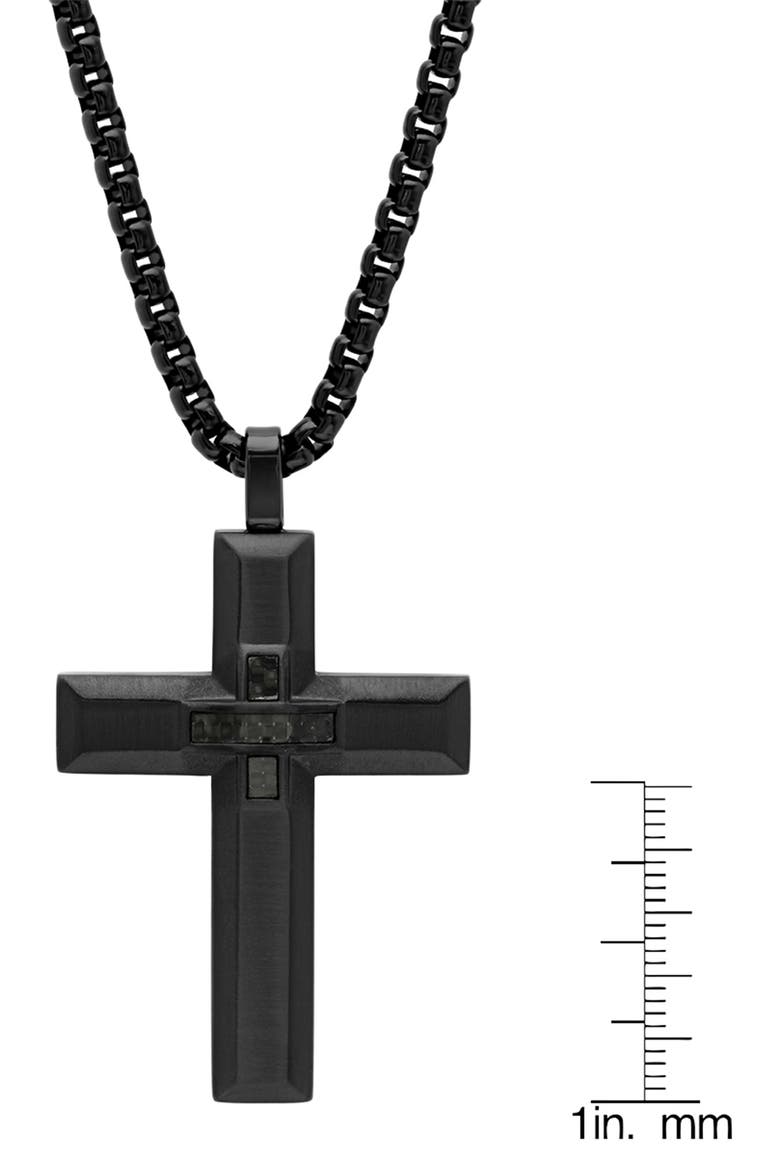 Stainless Steel Cross Pendant Necklace, Alternate, color, BLACK