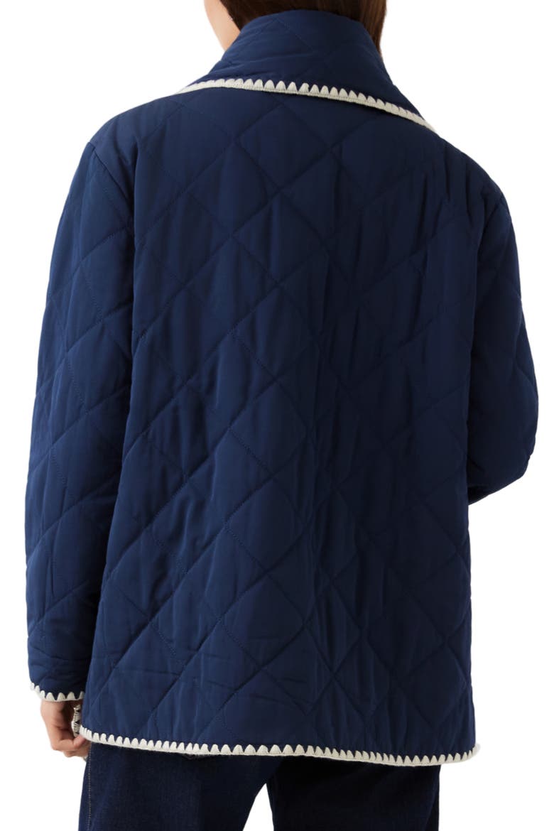 Edge Stitch Quilted Scarf Jacket, Alternate, color, NAVY W/ CREAM