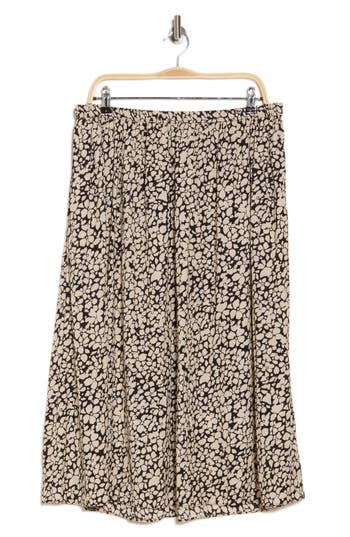 T Tahari Everyday Pull-on Skirt In Cream/black Floral Print