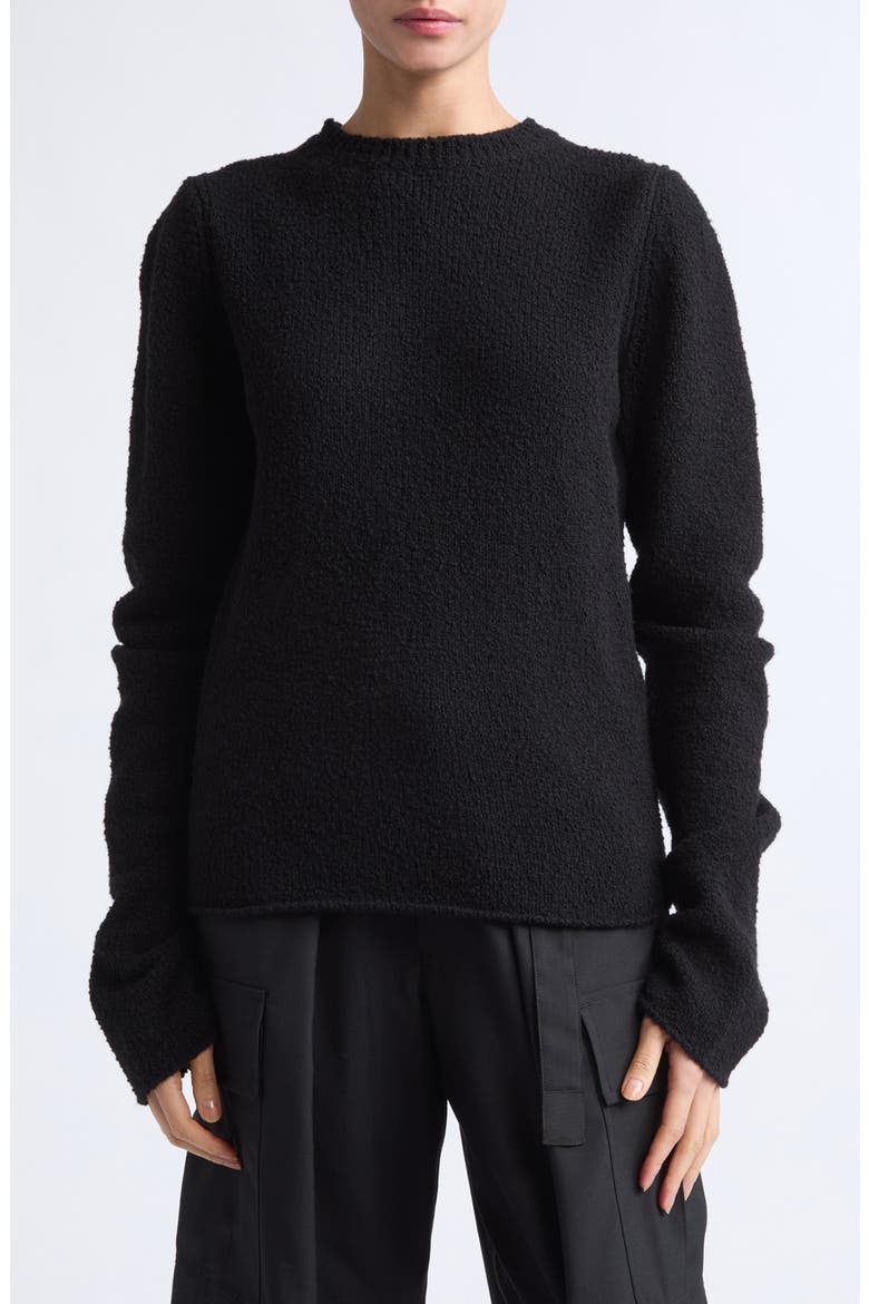 Wool Bouclé Roundneck Sweater, Main, color, BLACK BOUCLE