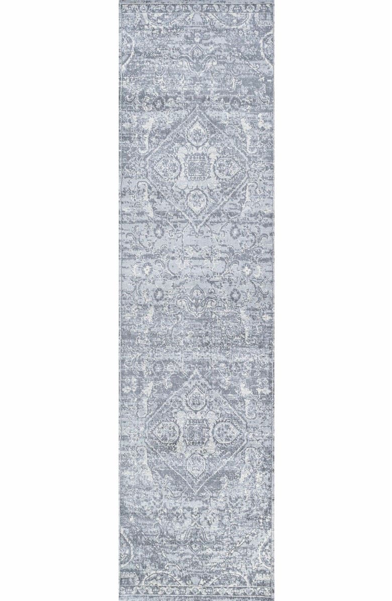 JONATHAN Y Modern Persian Vintage Medallion Area Rug, Main, color, Gray