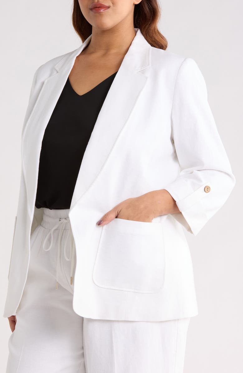 Jones New York Roll Tab Sleeve Linen Blend Blazer, Alternate, color, 