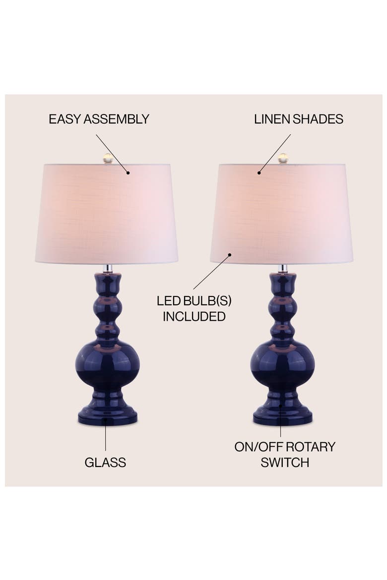 Genie 28.5" Glass LED Table Lamp, Alternate, color, Navy