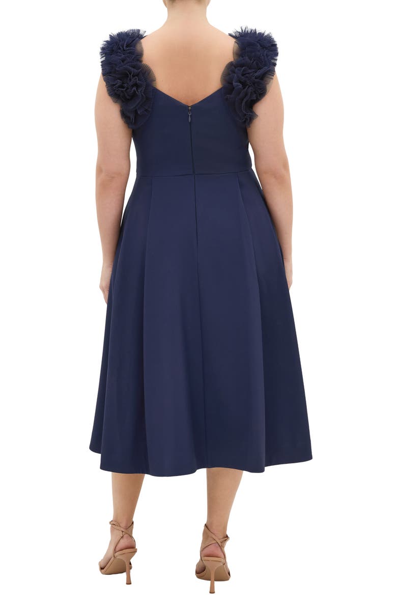 City Chic Roselyn Fit & Flare Stretch Crepe Cocktail Dress, Alternate, color, Navy