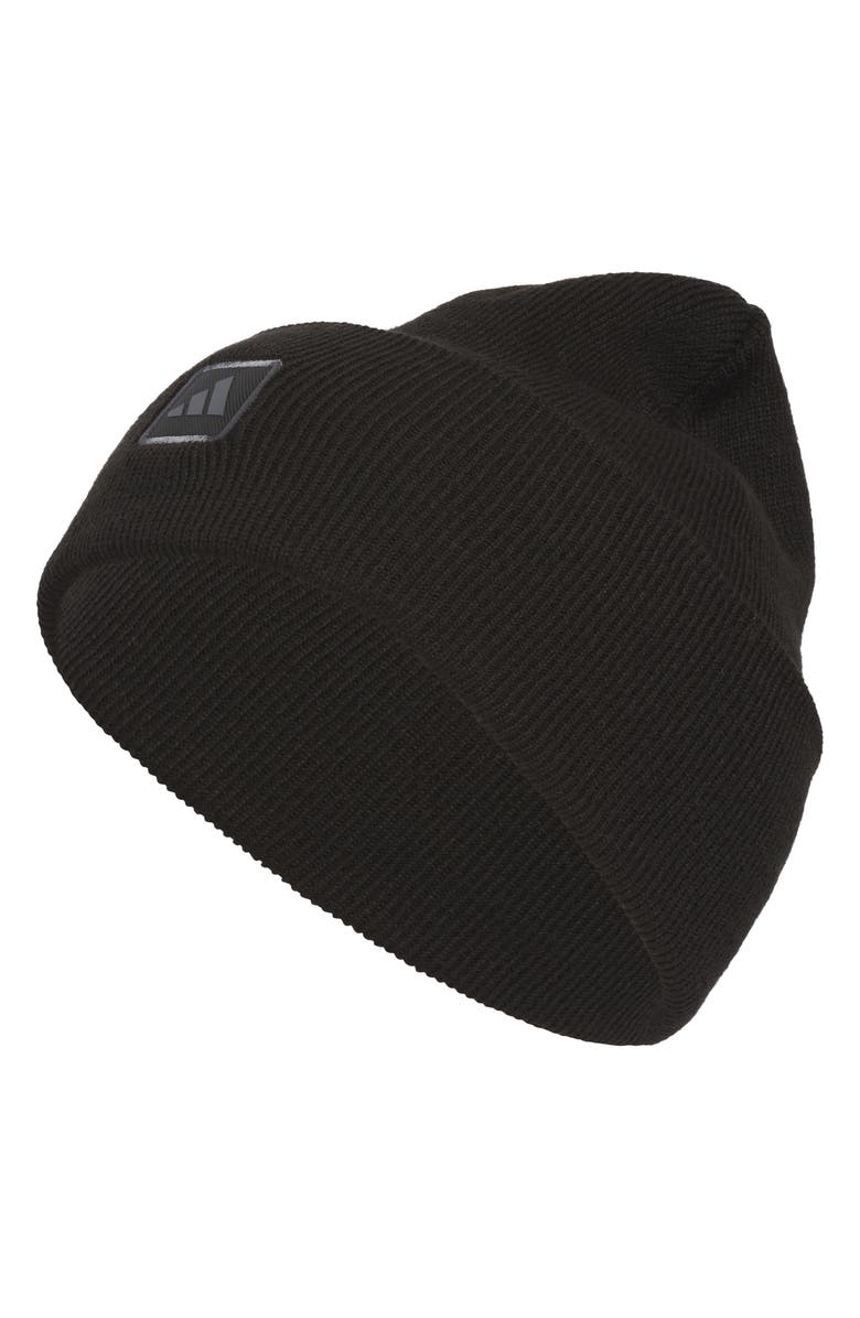 adidas Performance Wide Cuff Beanie, Main, color, Black/ Grey Six