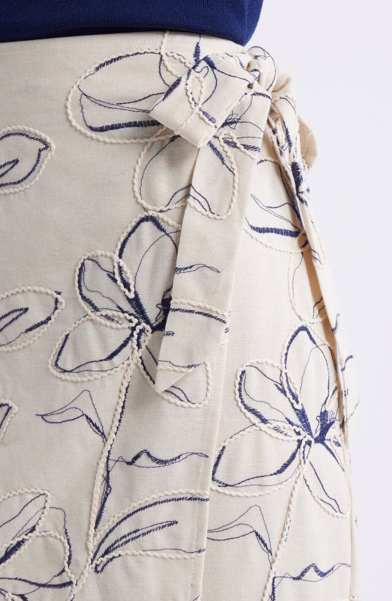 Anne Klein Embroidered Faux Wrap Midi Skirt, Alternate, color, 