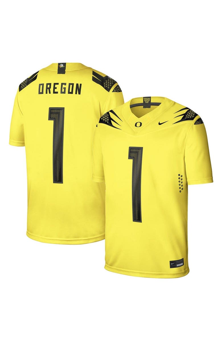 Nike Men's Nike #1 Yellow Oregon Ducks Alternate Game Jersey, Alternate, color, 