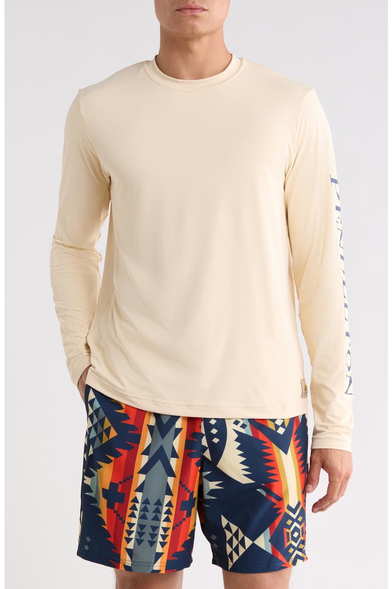 Long Sleeve Swim Tee, Main, color, SANDSHELL SLEEVE AND BACK