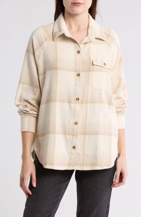 Best Time Oversize Plaid Cotton Flannel Shirt