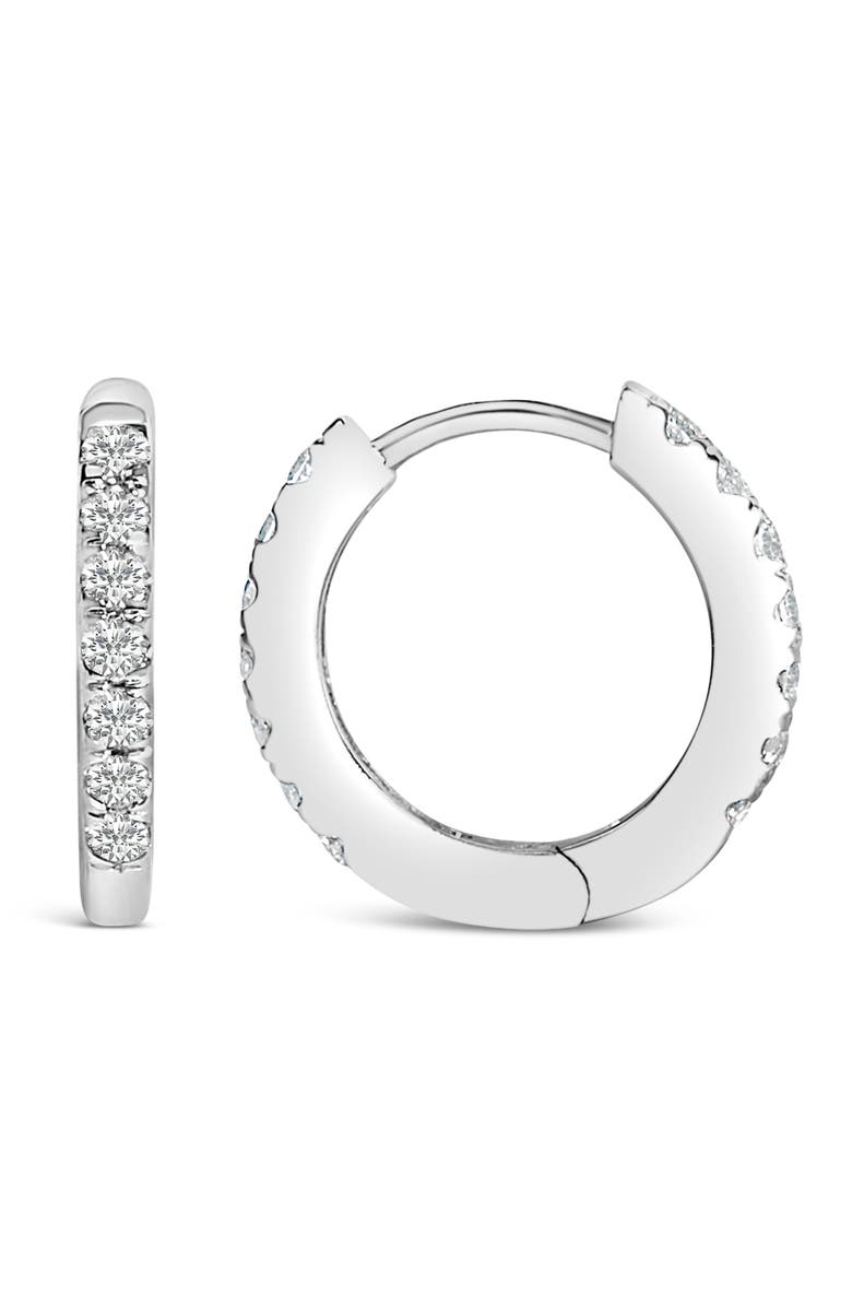Haus of Brilliance 10K Gold 1/4 Cttw Diamond Double Sided Huggie Hoop Earrings, Alternate, color, White