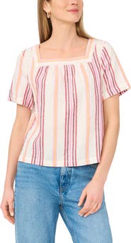 Vince Camuto Stripe Square Neck Top