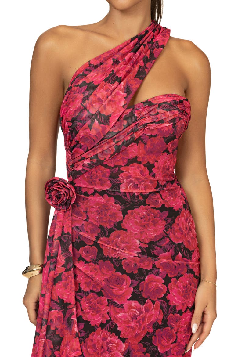 Villa Rosa One-Shoulder Stretch Mesh Dress, Alternate, color, PINK