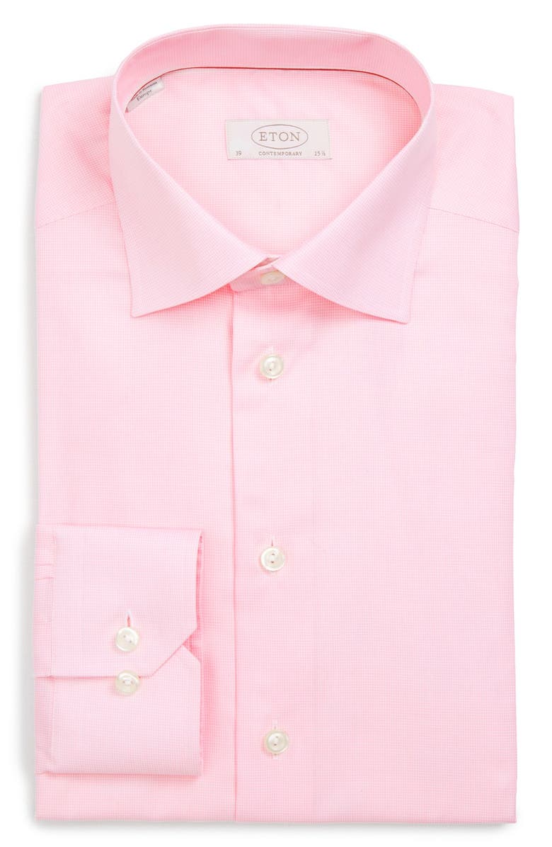 Eton Contemporary Fit Houndstooth Dress Shirt, Main, color, 