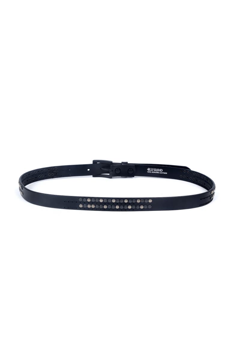 Ficus Genuine Leather Studded Refined Everyday Belt, Alternate, color, Black