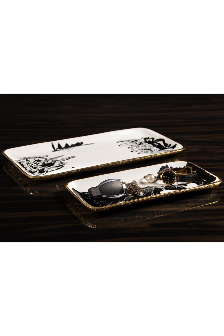 Bianco Nero Rectangular Trays, Alternate, color, White