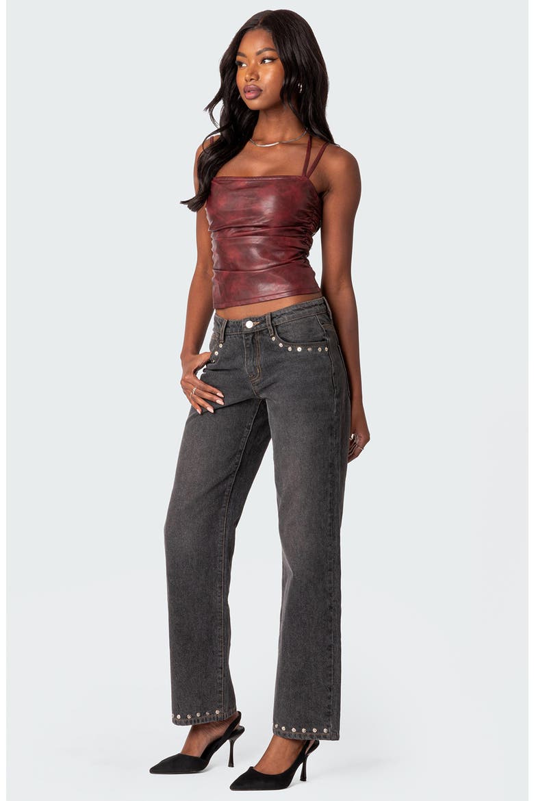 Haze Strappy Faux Leather Tank Top, Alternate, color, RED