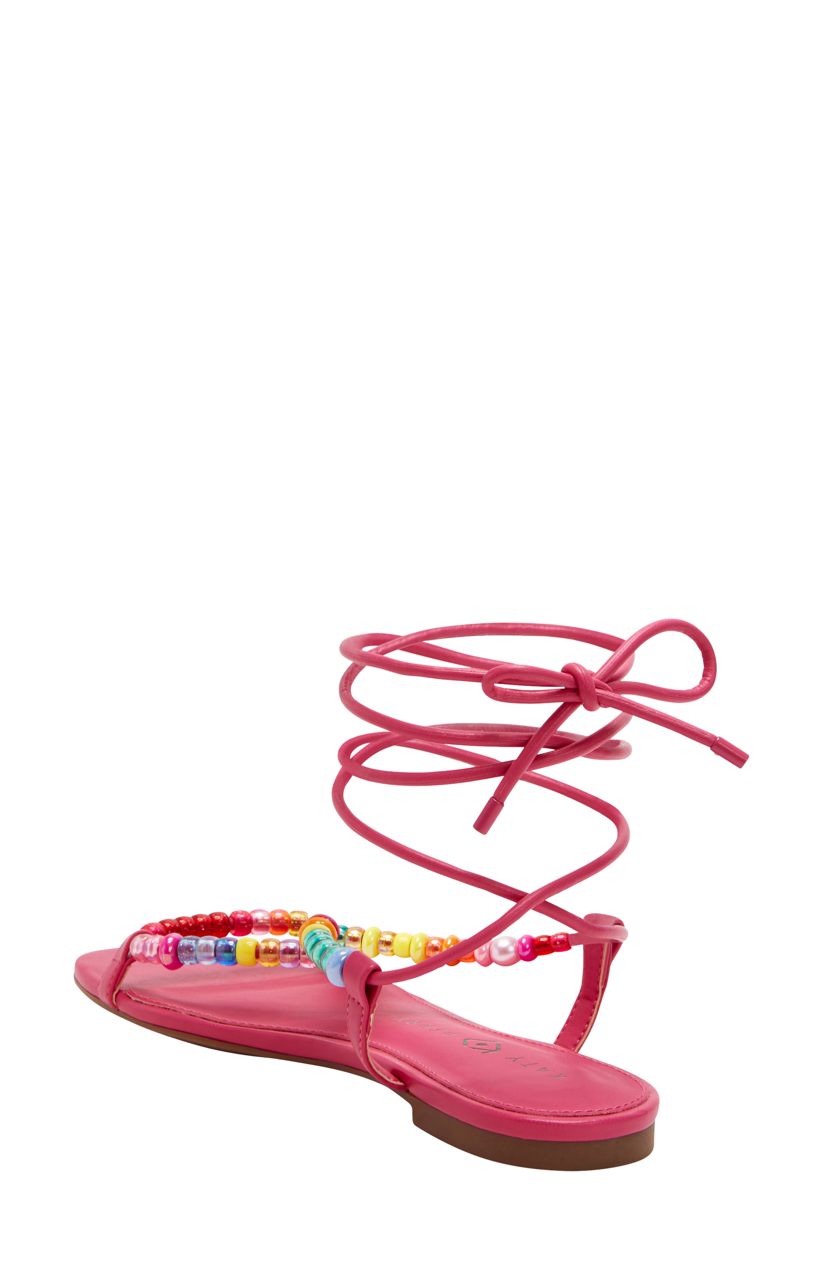 The Halie Bead Ankle Tie Sandal, Alternate, color, FUCHSIA PINK