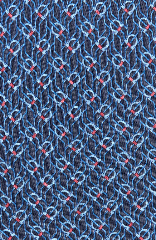 Ferragamo Tetris Gancini Silk Tie In Blue