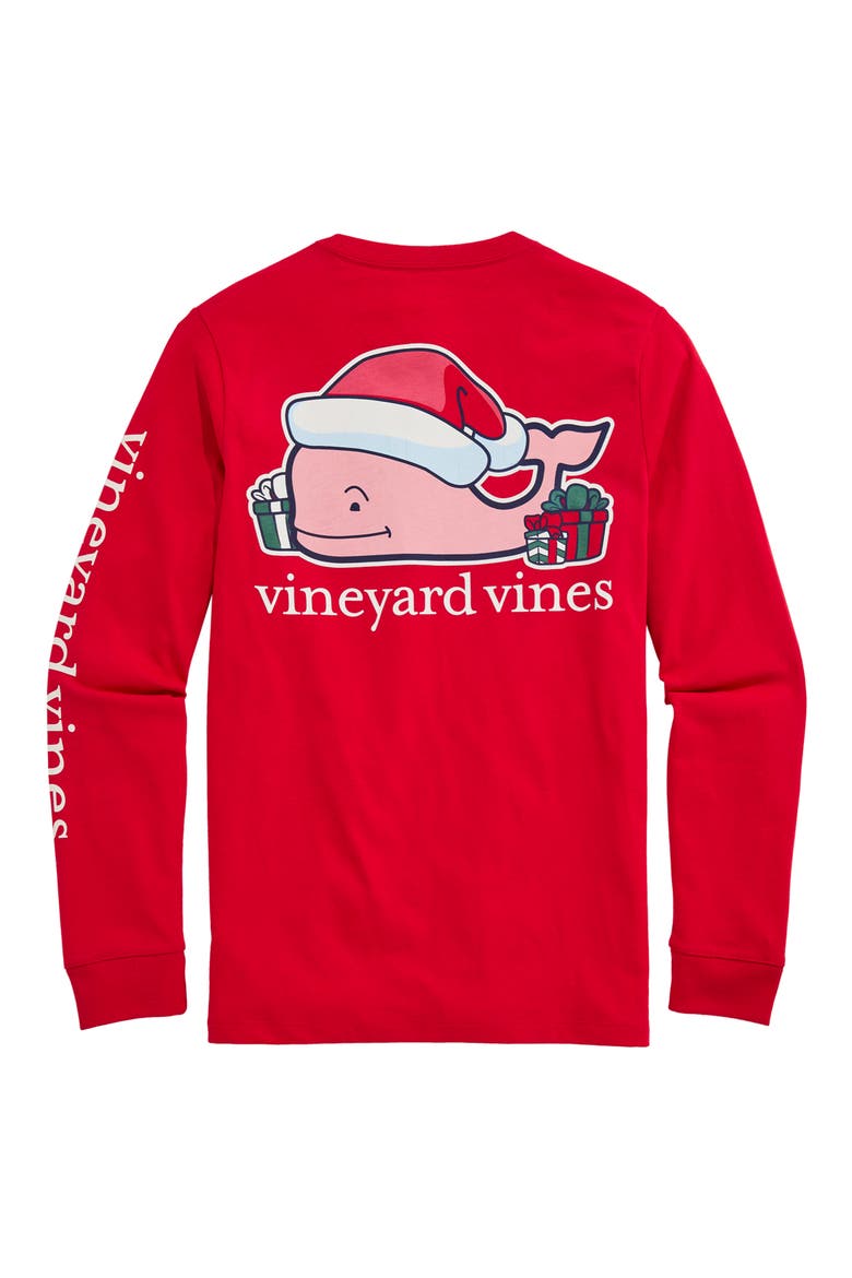 Kids' Santa Whale Graphic Long Sleeve T-Shirt, Alternate, color, RED VELVET