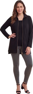 Jessica London Stretch Cotton Zip Front Hi Low Jacket