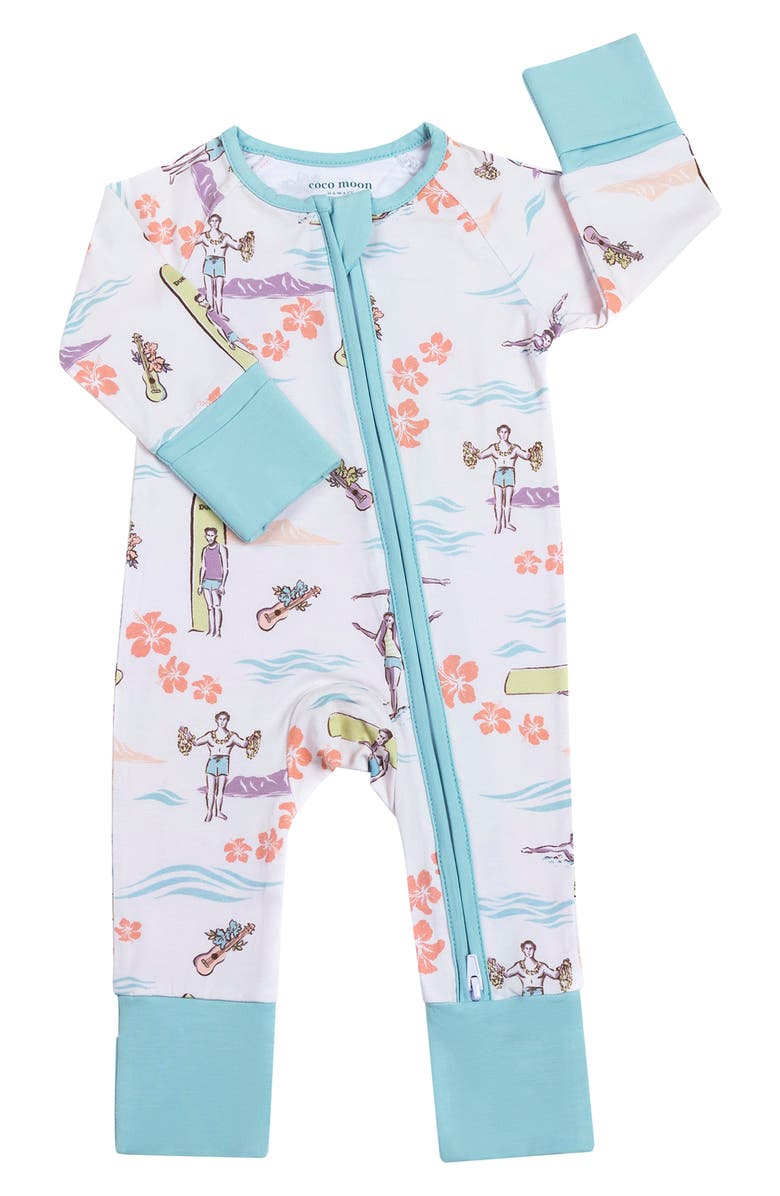 Coco Moon Surfer Duke Print Convertible Romper, Main, color, 