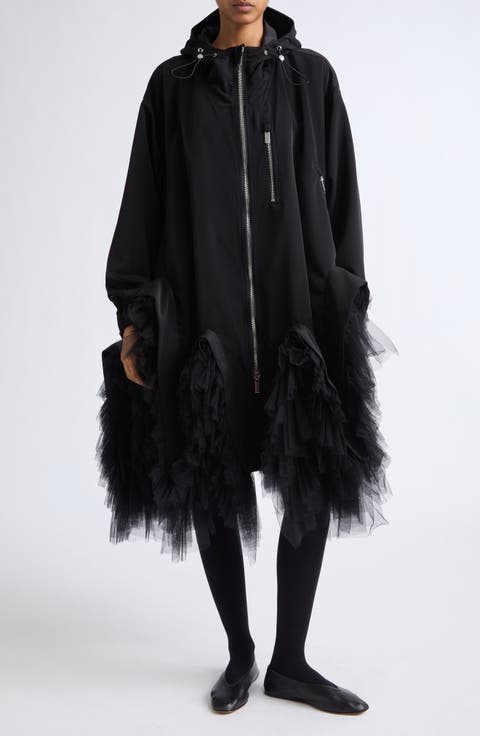 Hooded Technical Tulle Coat