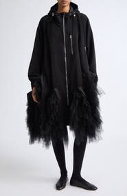Noir Kei Ninomiya Hooded Technical Tulle Coat