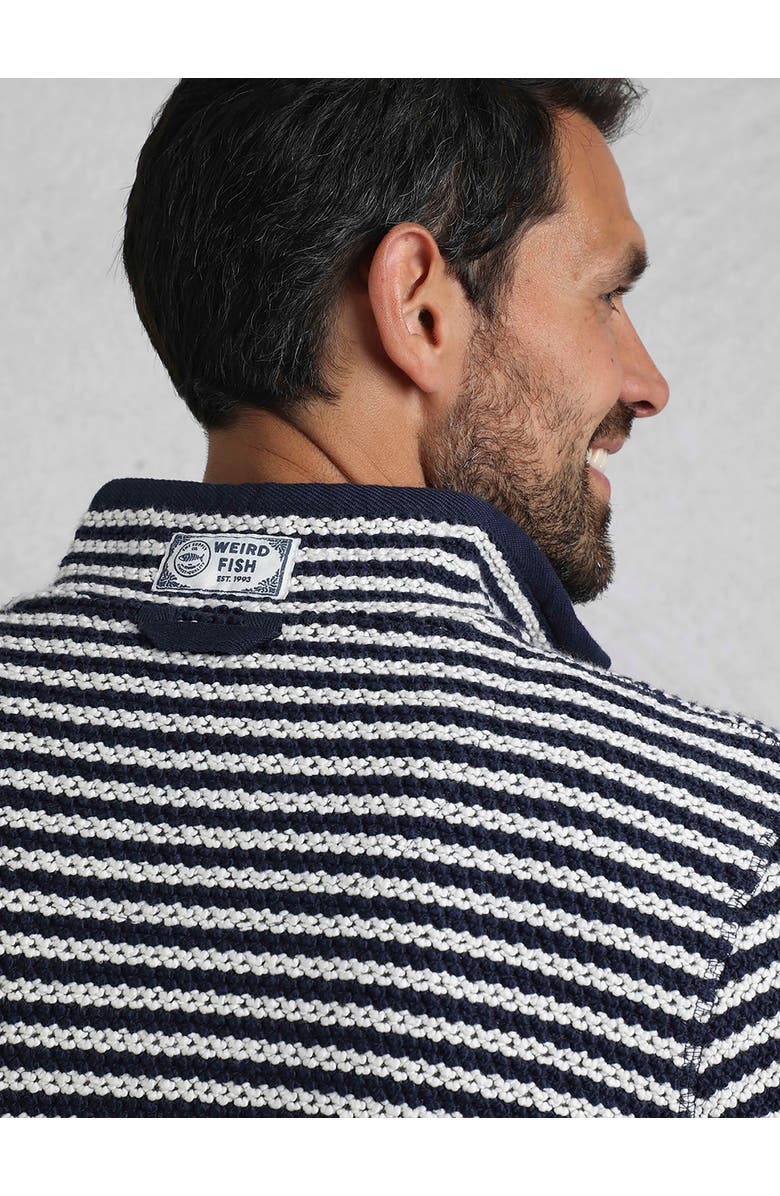 Weird Fish Shorling 1/4 Zip Stripe Macaroni, Alternate, color, Ecru