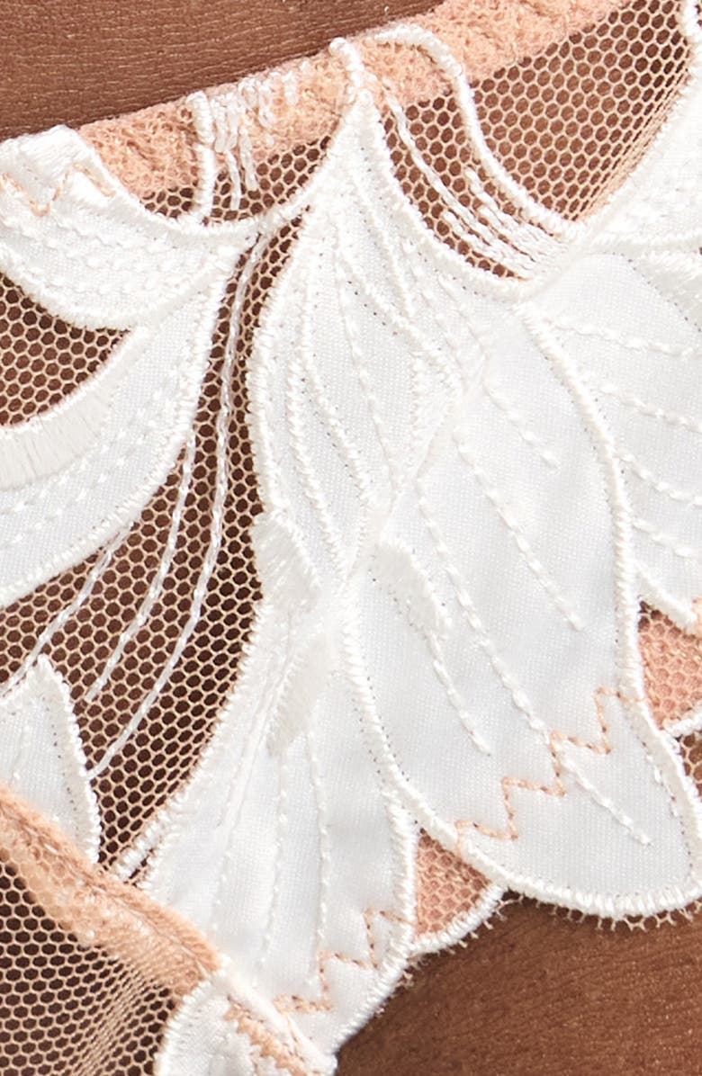 Fleur Du Mal Lily Embroidered Hipster Thong, Alternate, color, Ivory