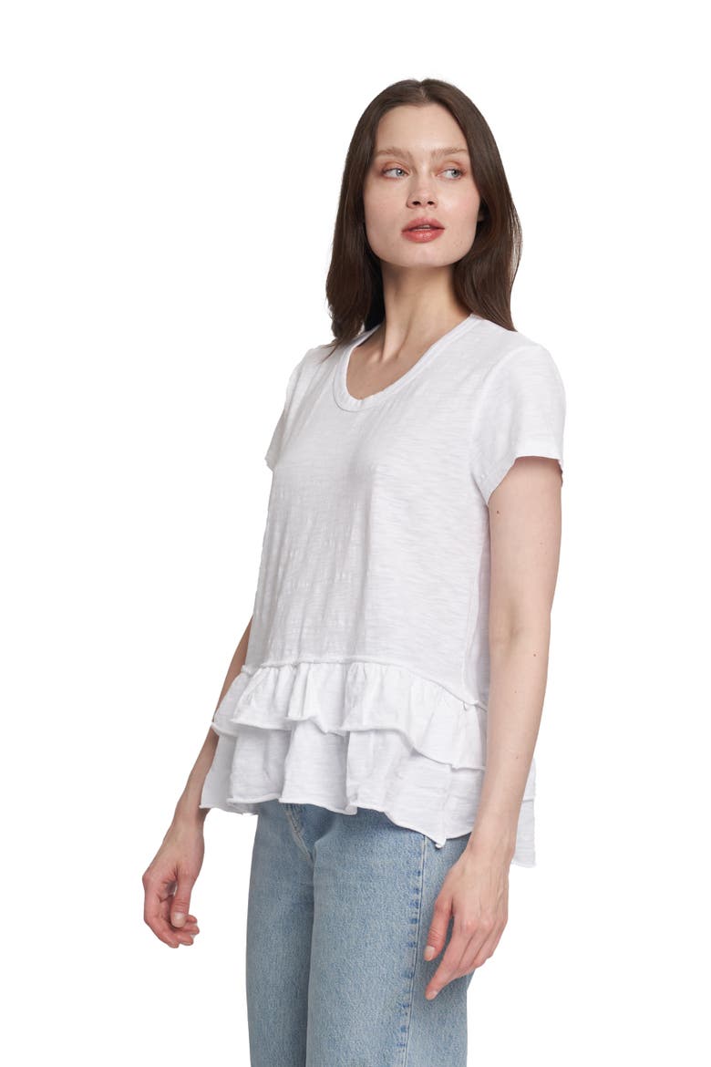 Short Sleeve Double Tier Mock Hem Crew, Alternate, color, White