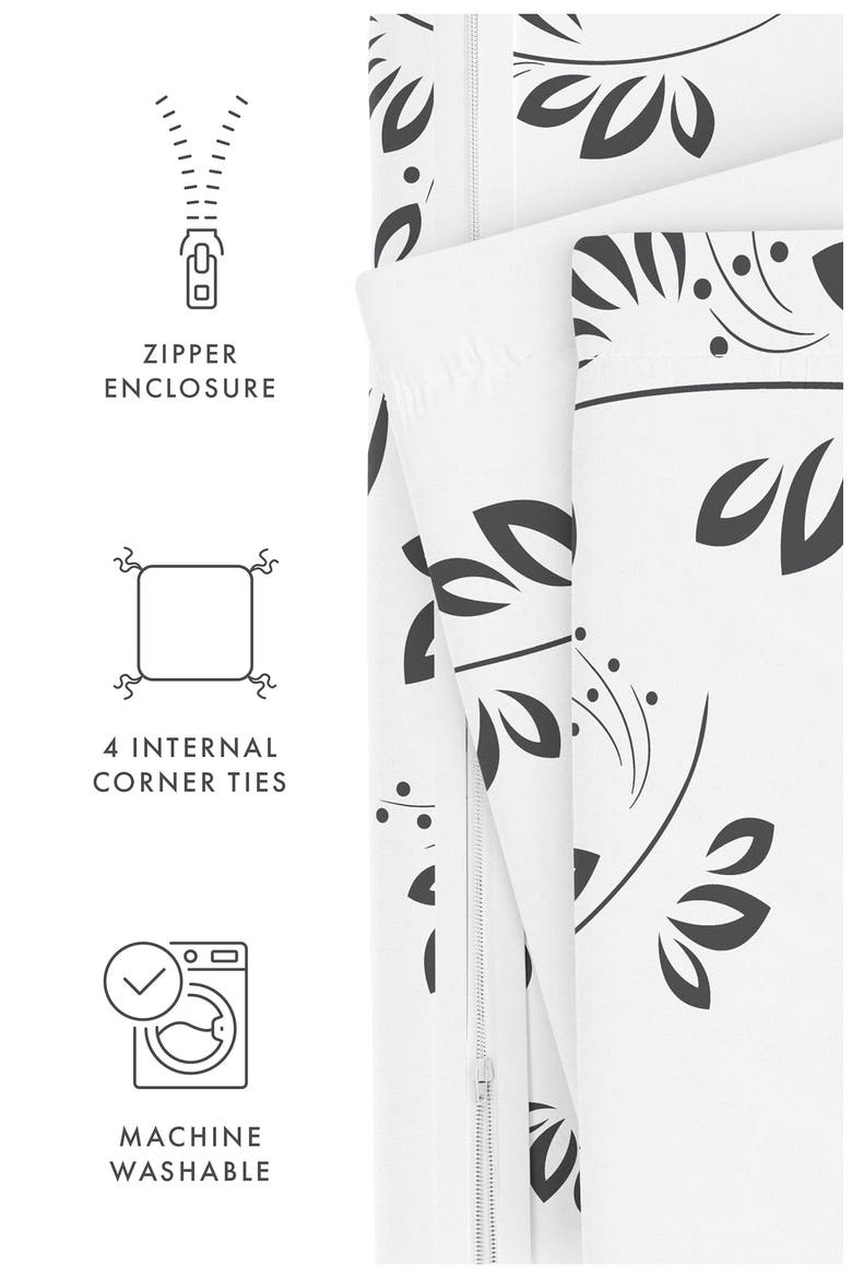 Home Spun Premium Ultra Soft 3-Piece Simple Vine Print Duvet Cover Set, Alternate, color, GRAY