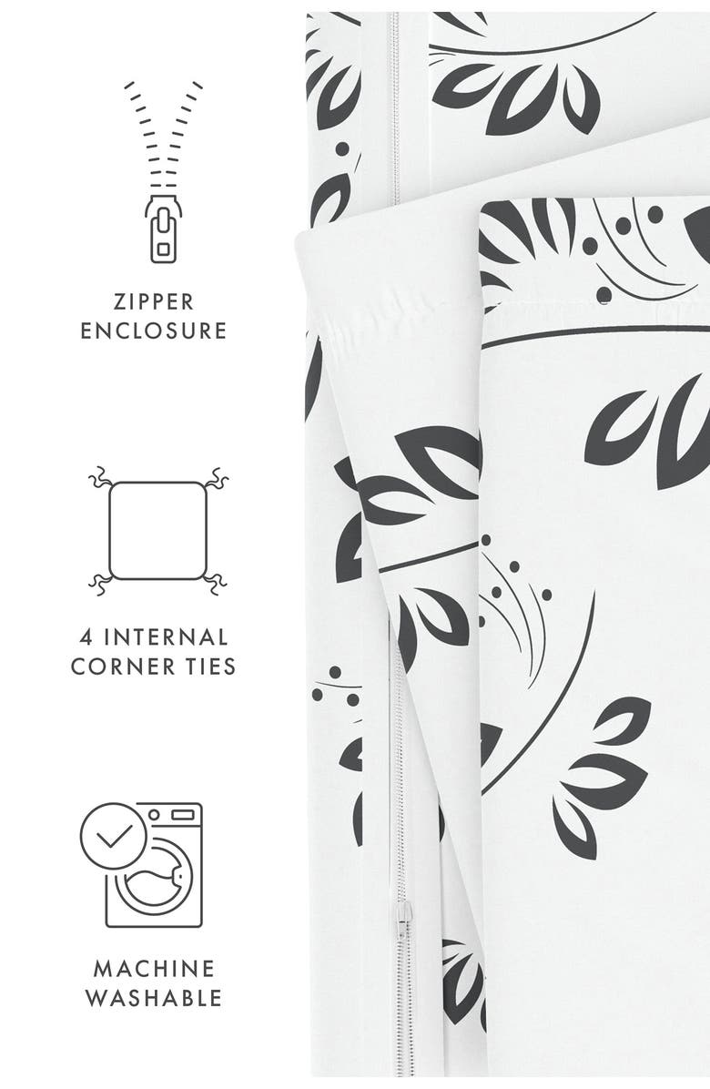 HOMESPUN Home Spun Premium Ultra Soft 3-Piece Simple Vine Print Duvet Cover Set, Alternate, color, Gray