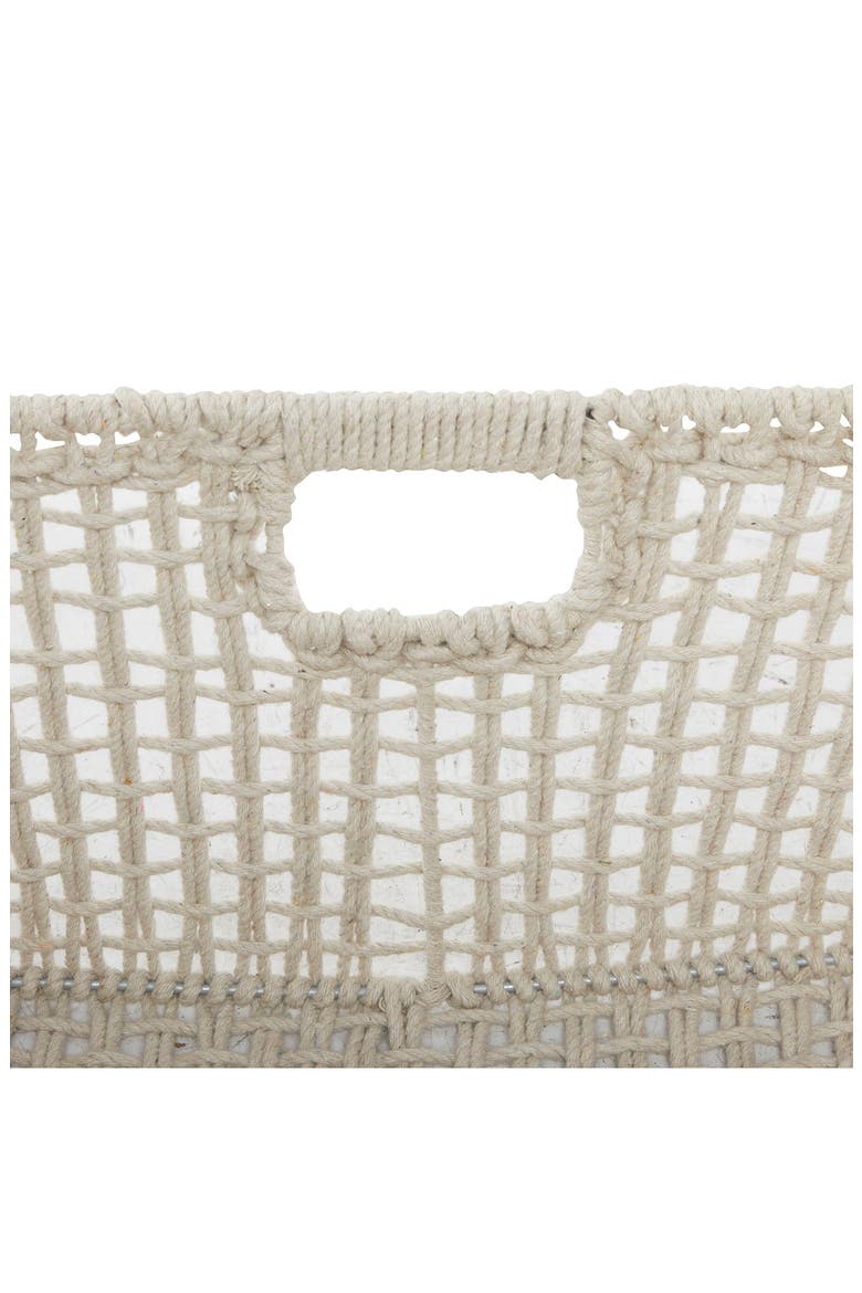 White Cotton Bohemian Storage Basket with Handles, Alternate, color, WHITE