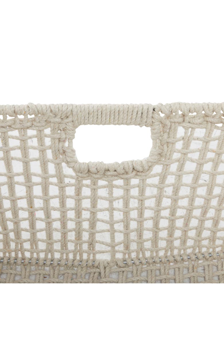 GINGER BIRCH STUDIO White Cotton Bohemian Storage Basket with Handles, Alternate, color,